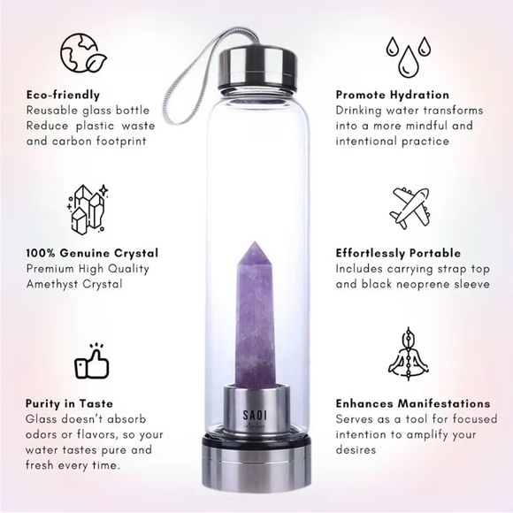 Amethyst Crystal Infused Water Bottle - Pink & Purple - Picture 4 of 7